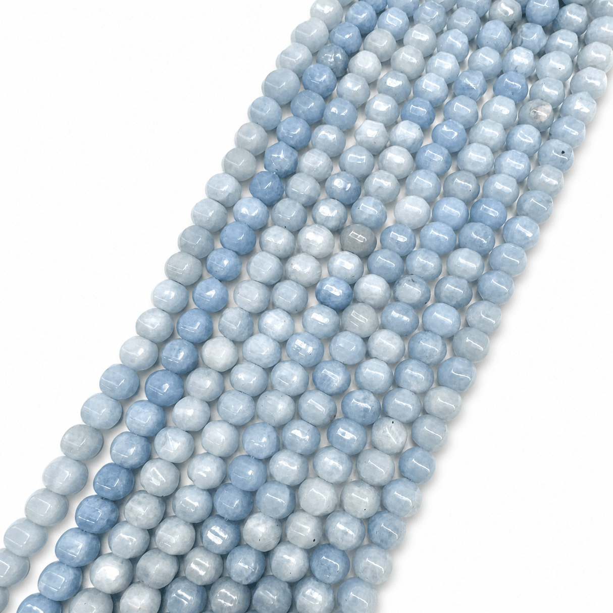 White Jade Perler – Lyseblå, Facet Rund (11~12mm) - Uniq Perler - 121220