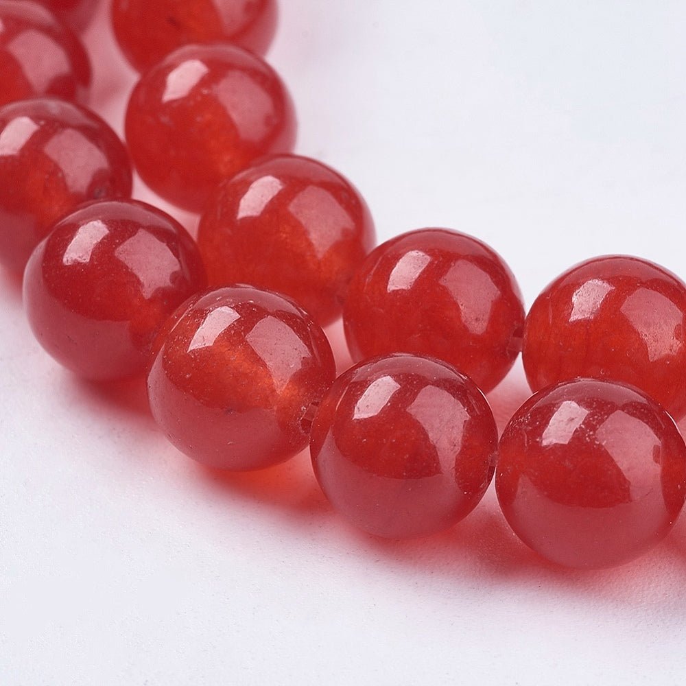 White Jade Perler – Rund, Rød (8mm) - Uniq Perler -