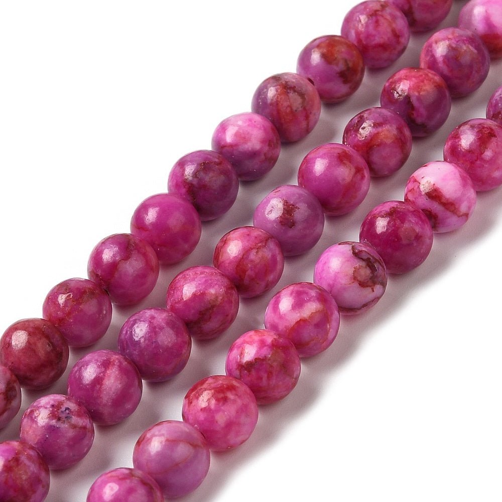 White Jade Perler – Runde, Pink (8.5mm) - Uniq Perler -