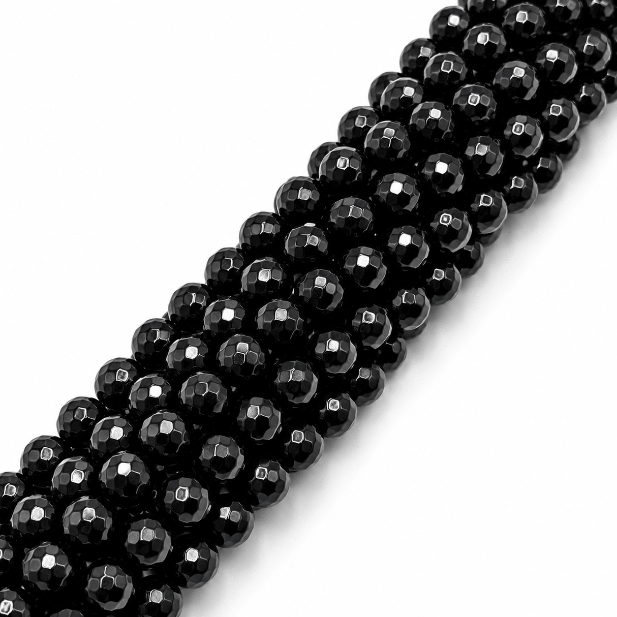 White Jade Perler – Sort, Facetterede Runde (10mm) - Uniq Perler - 124497