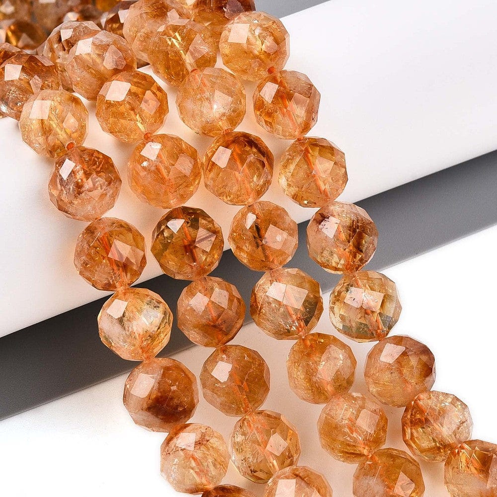 Yellow Kvarts - Facetteret runde (9 - 10mm) - Uniq Perler - 115759