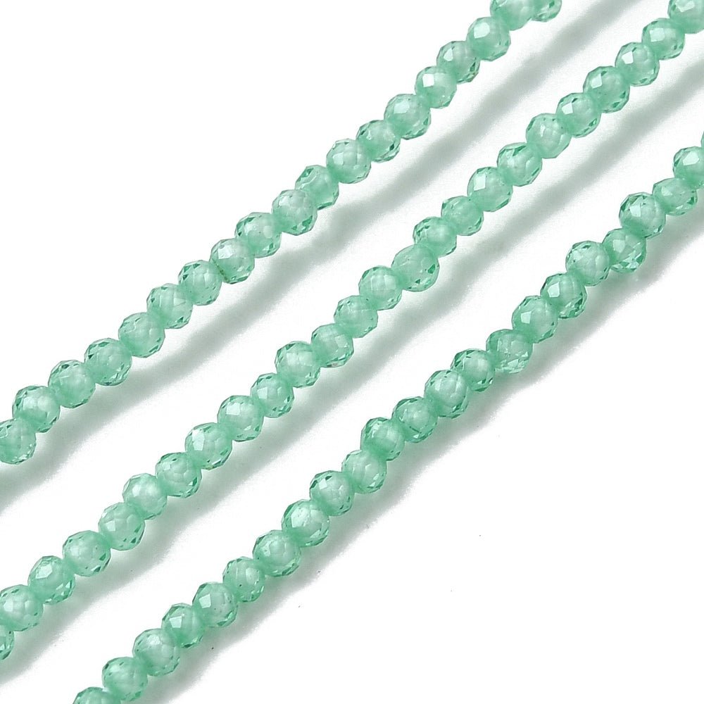 Zirkonia Perler – Facetterede, Runde, Turkis (2mm) - Uniq Perler -
