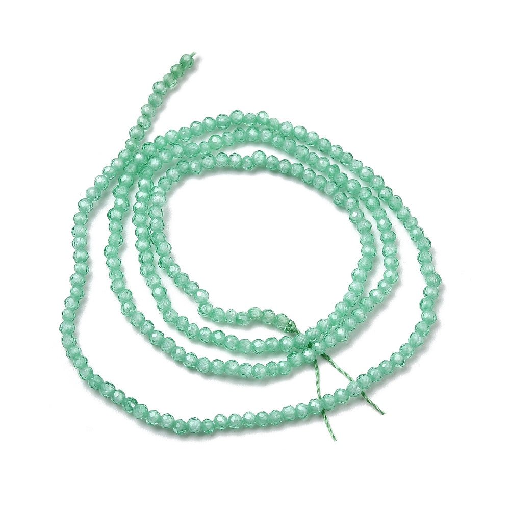 Zirkonia Perler – Facetterede, Runde, Turkis (2mm) - Uniq Perler -