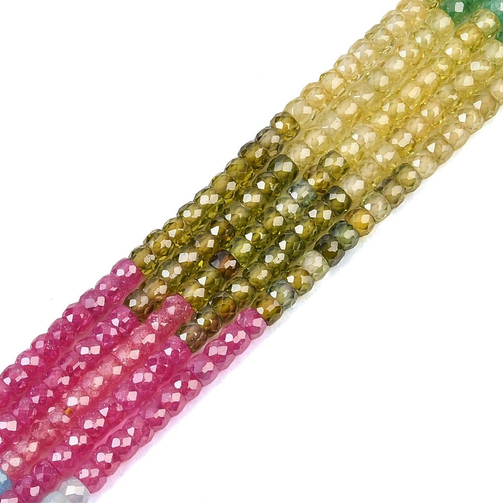 Zirkonia Perler – Farve Mix, Facetterede Rondel (3,5x2,5mm) - Uniq Perler - 124275
