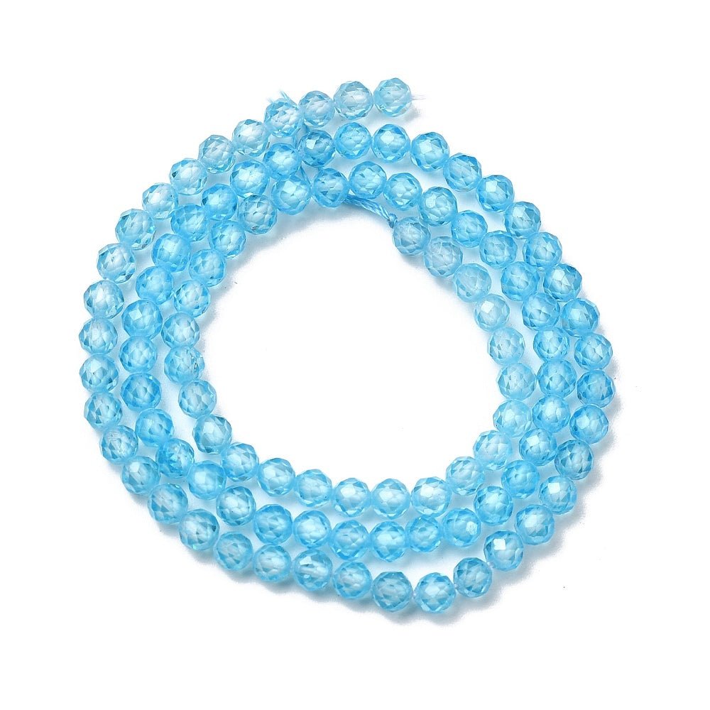 Zirkonia Perler – Lyseblå, Facetterede, Runde (4mm) - Uniq Perler - 125920