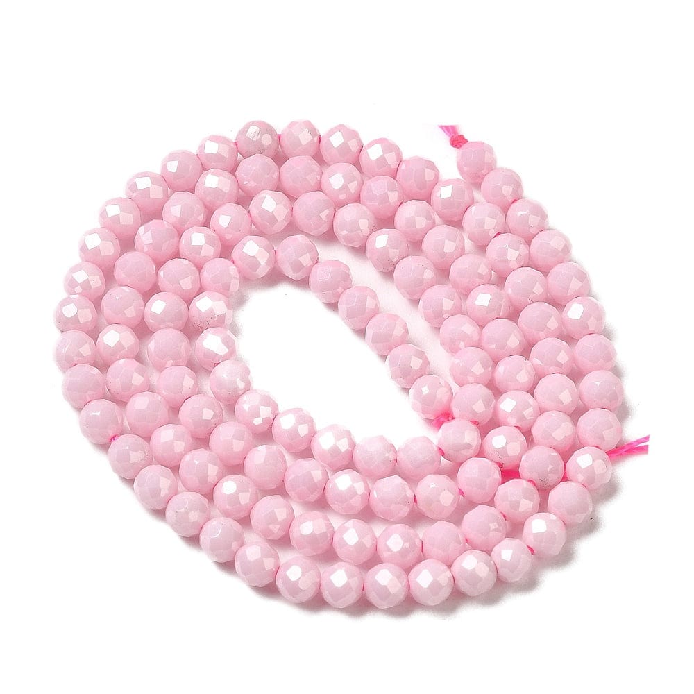 Zirkonia Perler – Rosa, Facetteret (3mm) - Uniq Perler - 413844