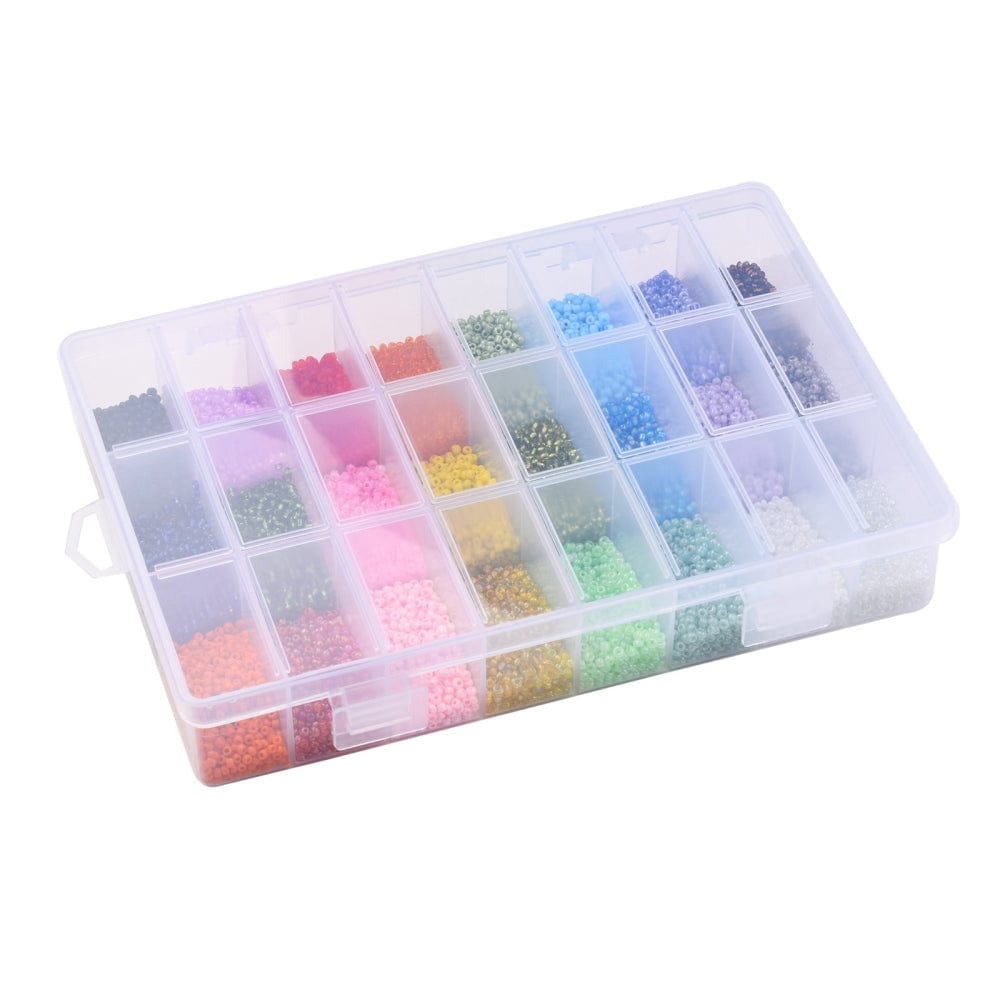 24 Farver Seed Beads – Glasperler i Opbevaringsboks, 2mm - Uniq Perler - 0000009232