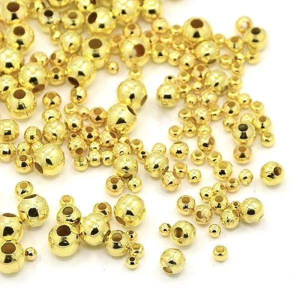 5 Glas Med Perler, Forgyldt,(2~5mm) - Uniq Perler - 13309