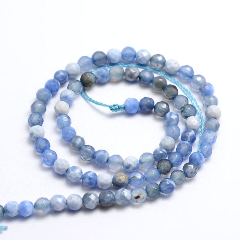 Agat Perler – Blå, Facetteret (4mm) - Uniq Perler - 0000013199