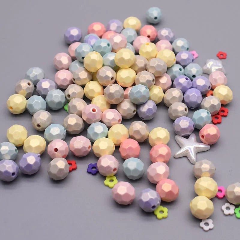 Akryl Perler, Facetteret, 8mm, 100 Stk - Uniq Perler - 0000013997