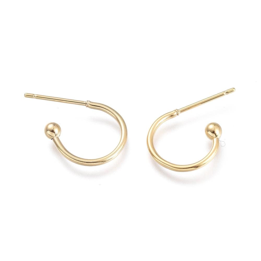 Auktion K.......Halv Creoler – 24K Forgyldt Stål (12.5x18.5x2.5mm) - Uniq Perler - 827474