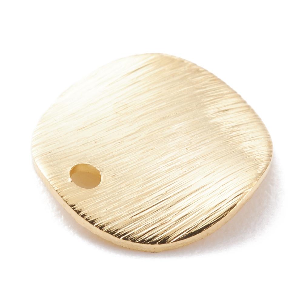 Auktion N......Runde Vedhæng i Messing – Med Struktureret Overflade (10x1mm, 10 stk) - Uniq Perler - 0000007090