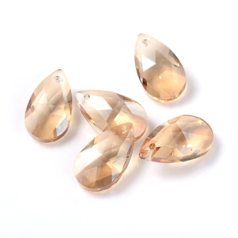Auktion P.......Facetterede Dråber – Gylden (16x9x6mm, 10 stk) - Uniq Perler - 0000006504