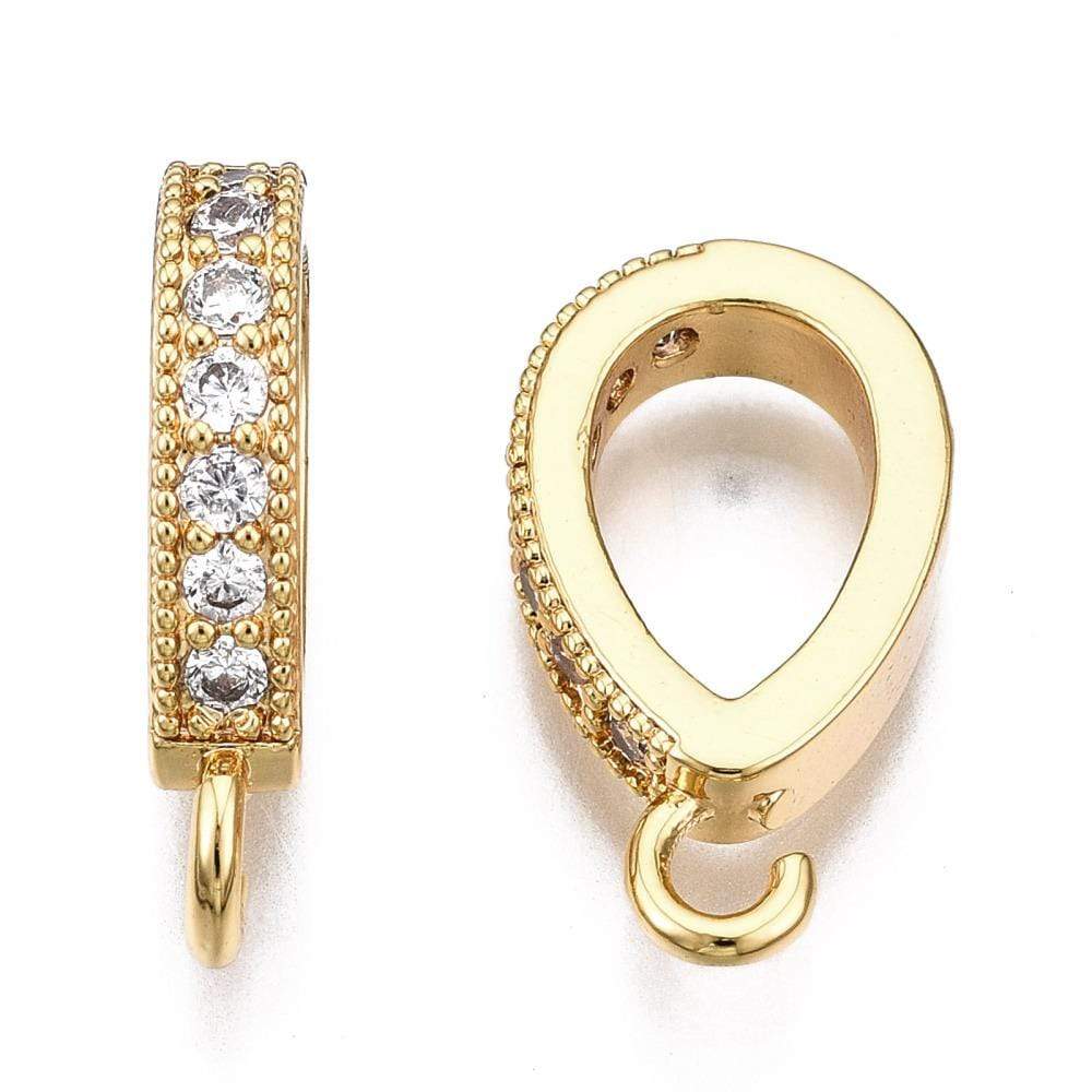 Bail/Hemp Til Vedhæng Med Zirkonia - Forgyldt (15x9x3mm) - Uniq Perler - 0000007768