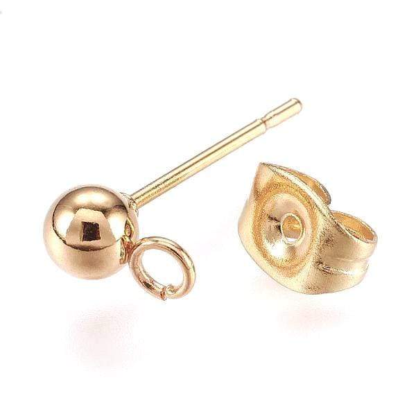 Ball Ørestikkere Med Øje - 24K Forgyldt Stål (15x5mm) - Uniq Perler - 172382