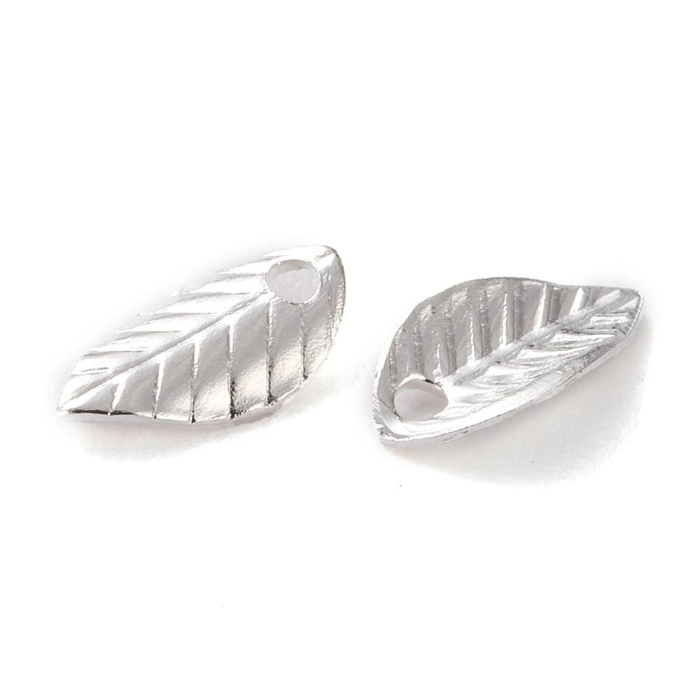Blad Vedhæng, Forsølvet, 7x4mm, (10 Stk) - Uniq Perler - 0000005238