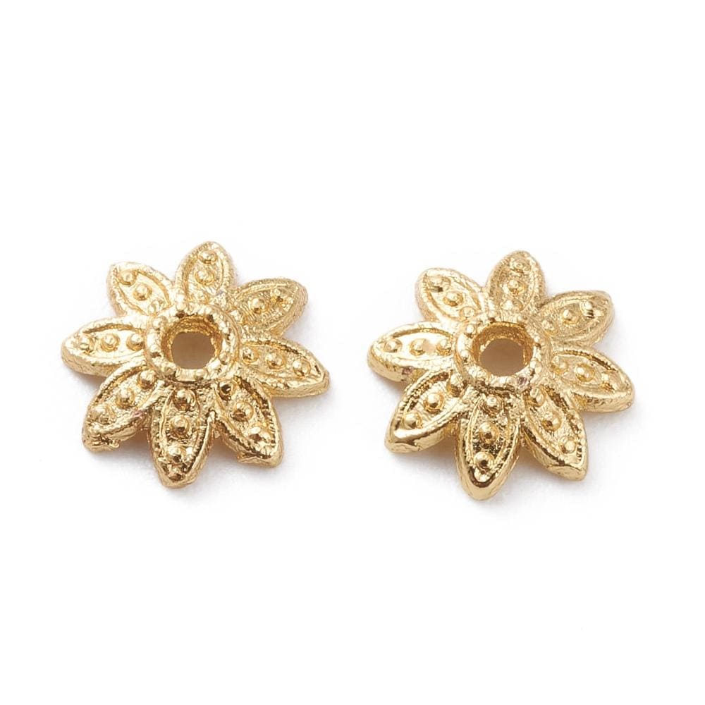 Blomster Perlehatte – 18K Langtidsholdbar Forgyldning (8mm, 10 Stk.) - Uniq Perler - 3848583384