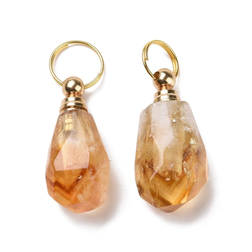 Citrin Vedhæng – Parfume Flaske Med Forgyldt Top, Facet (25–30mm) - Uniq Perler - 0000013810