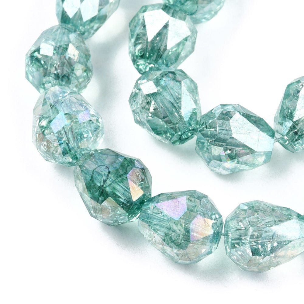 Dråbeformet Glasperler, Grøn/Blå, (10,5x10mm) - Uniq Perler - 76589678576