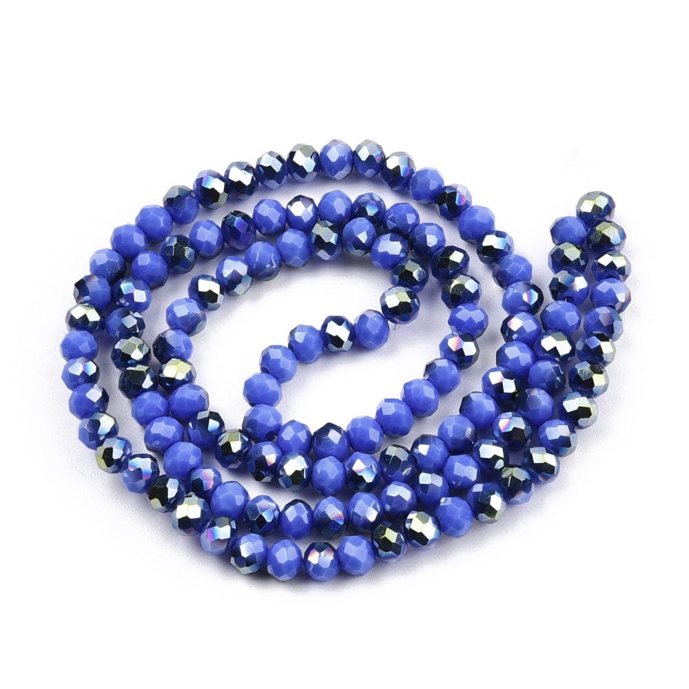 Elektroplated Glasperler - Blå, Rondel (4x3mm) - Uniq Perler - 0030423523