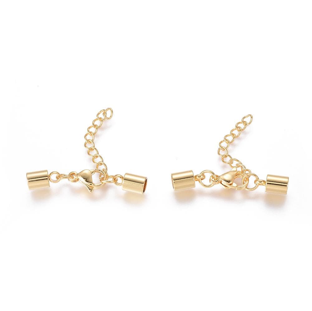 Endestykker Med Lås, Forgyldt Stål, (27x3mm) - Uniq Perler - 452674