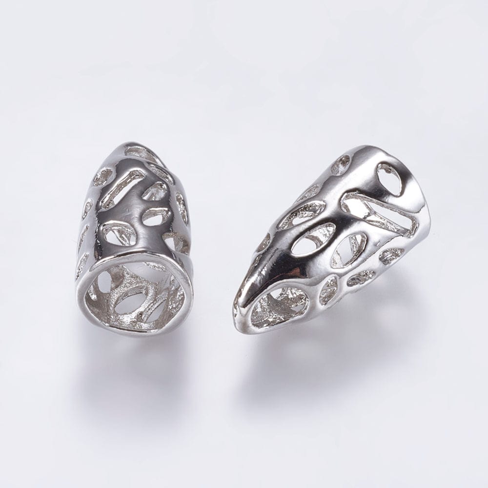 Endestykker – Platiniumsfarvet, Dekorativt Mønster (19,5x10,5mm, Hulstr: 8mm) - Uniq Perler - 0000009059, 163143745679914500564857