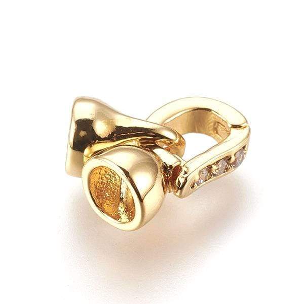 Fold Over Lås Med Zirkonia Sten, 18K Forgyldt, (12x6mm) - Uniq Perler - 845848383