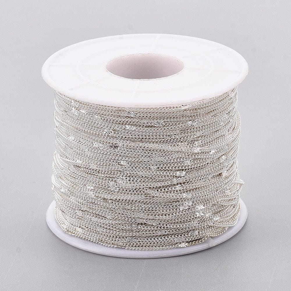 Forsølvet Kæde Med Flot Mønster, 1,2x1x0,3mm - Uniq Perler - 363010