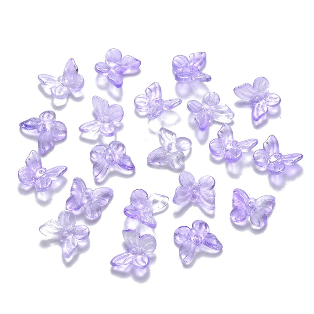 Glas Sommerfugle - Lilla (9,5x11mm), 10 Stk - Uniq Perler - 0000003518