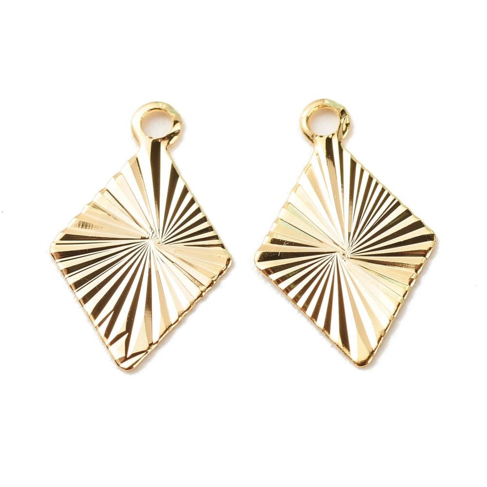 Harlekin Vedhæng Med Rillet Mønster, 24K Langtidsholdbar Forgyldning, (8x13mm), 10 Stk - Uniq Perler - 0000009786