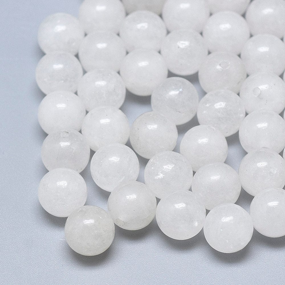 Hvid Jade, Topboret/Anboret, 8mm - Uniq Perler - 891394