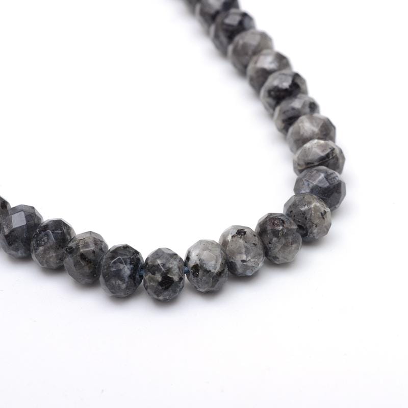 Jaspis Sten, Sort/Grå, Facetteret, Rondel, (8x6mm) - Uniq Perler - 0000007041