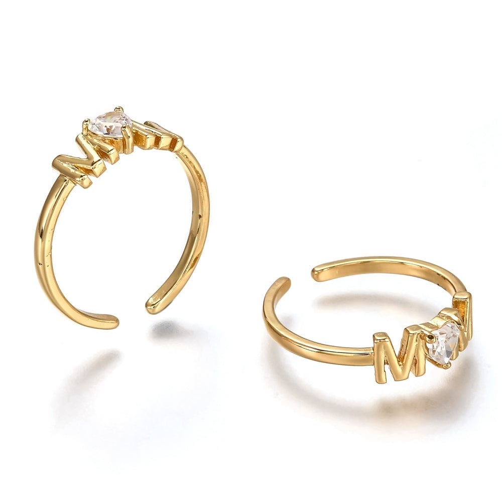 Justerbar Mom Ring Med Klare Zirkonia Sten - Uniq Perler - 36795335