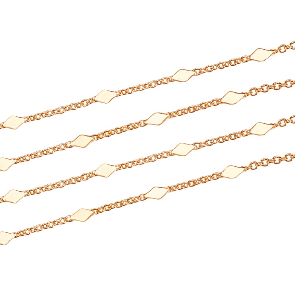 Kæde Med Harlekin Mønster – 18K Forgyldt (1,5x1x0,3mm) - Uniq Perler - 10994