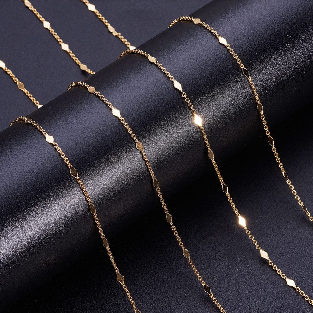 Kæde Med Harlekin Mønster – 18K Forgyldt (1,5x1x0,3mm) - Uniq Perler - 10994