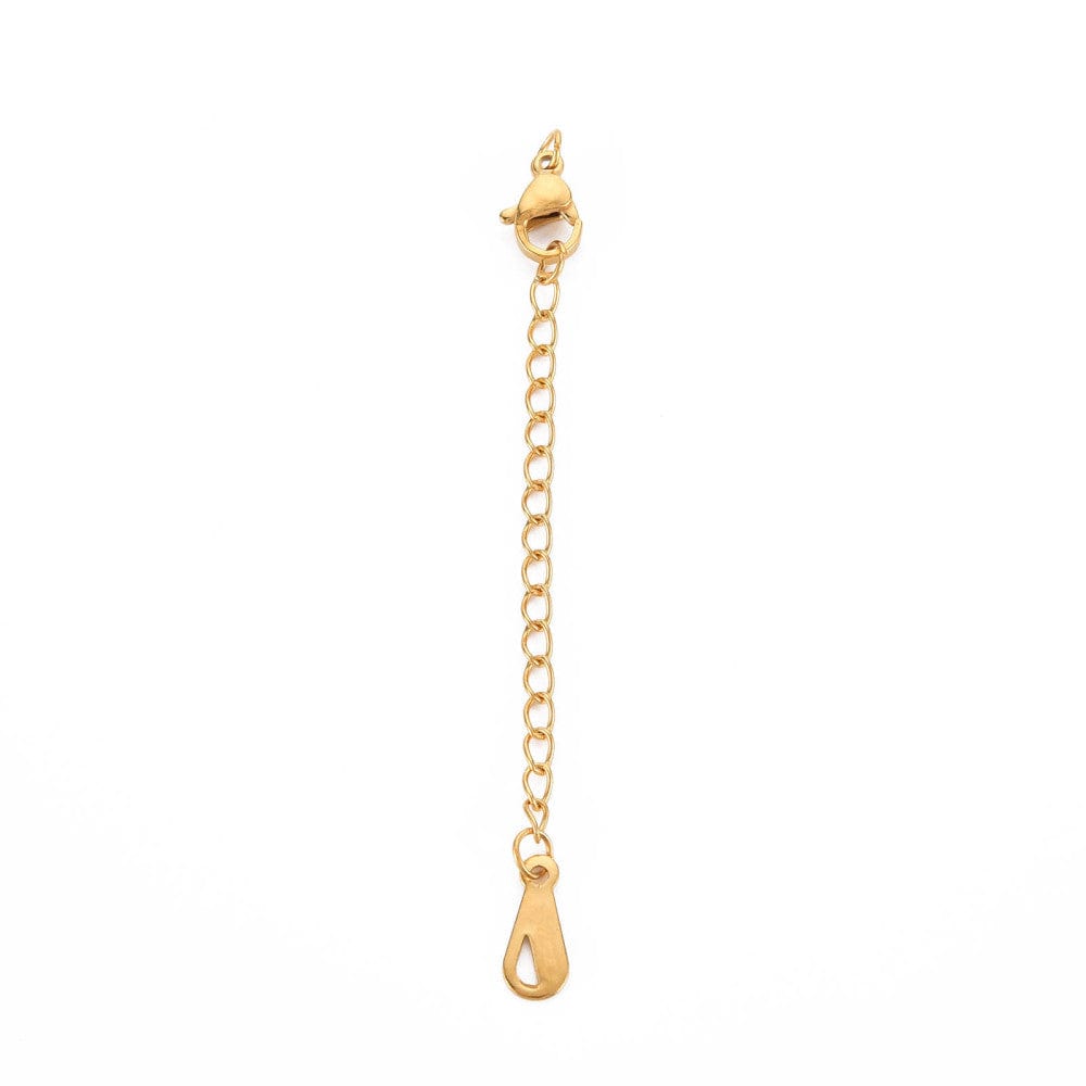 Kædeforlænger Med Dråbe Inkl. Karabin Lås, Forgyldt Stål, 5 Stk - Uniq Perler - 1288830