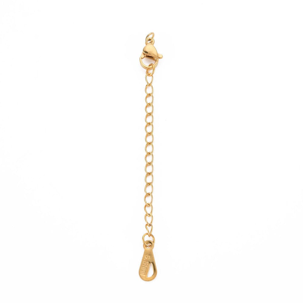 Kædeforlænger Med Dråbe Inkl. Karabin Lås, Forgyldt Stål, 5 Stk - Uniq Perler - 1288830
