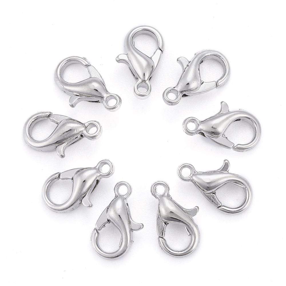 Karabinlås - Forsølvet (6x10mm, 10 stk) - Uniq Perler - 670027