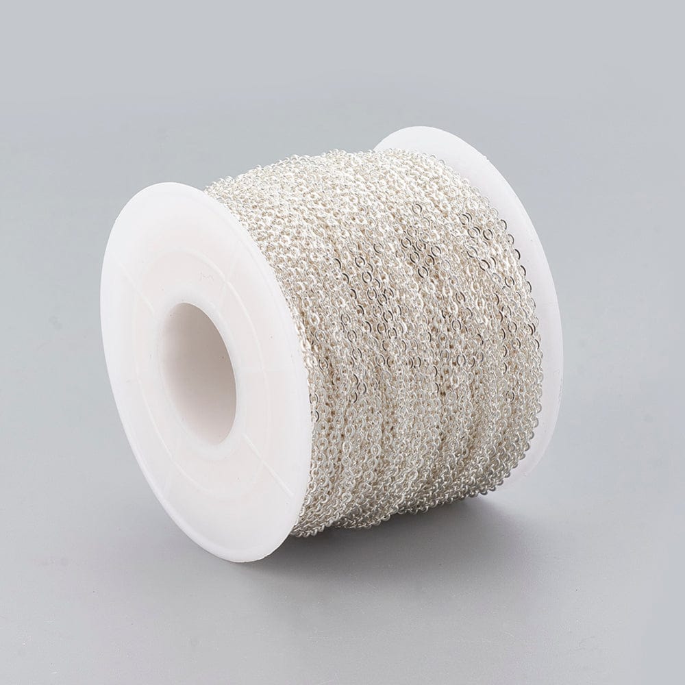 Klassisk Ankerkæde, Forsølvet Stål, (2x1,5x0,4mm) - Uniq Perler - 163735