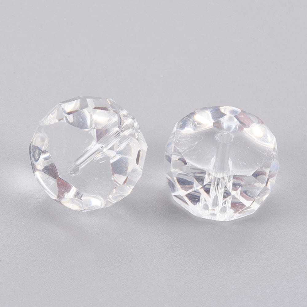 Krystal Perle, Klar, Facetteret, 12x7,5mm, 10 Stk - Uniq Perler - 0000013557