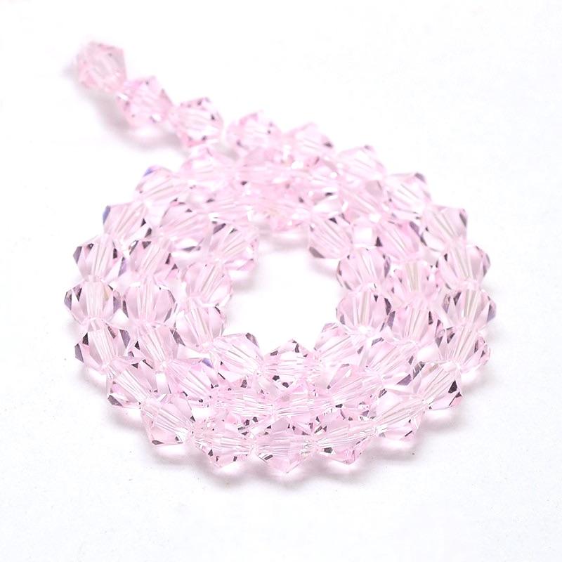 Krystal Perler, Austrian Crystal, Pink, Bicones, (3x3 - 3,5mm) - Uniq Perler - 0000010419