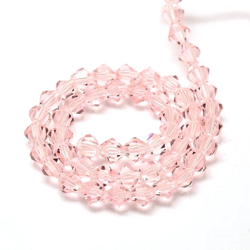 Krystal Perler, Austrian Crystal, Rosa, Bicones, Grade AA, (3x3mm) - Uniq Perler - 788461