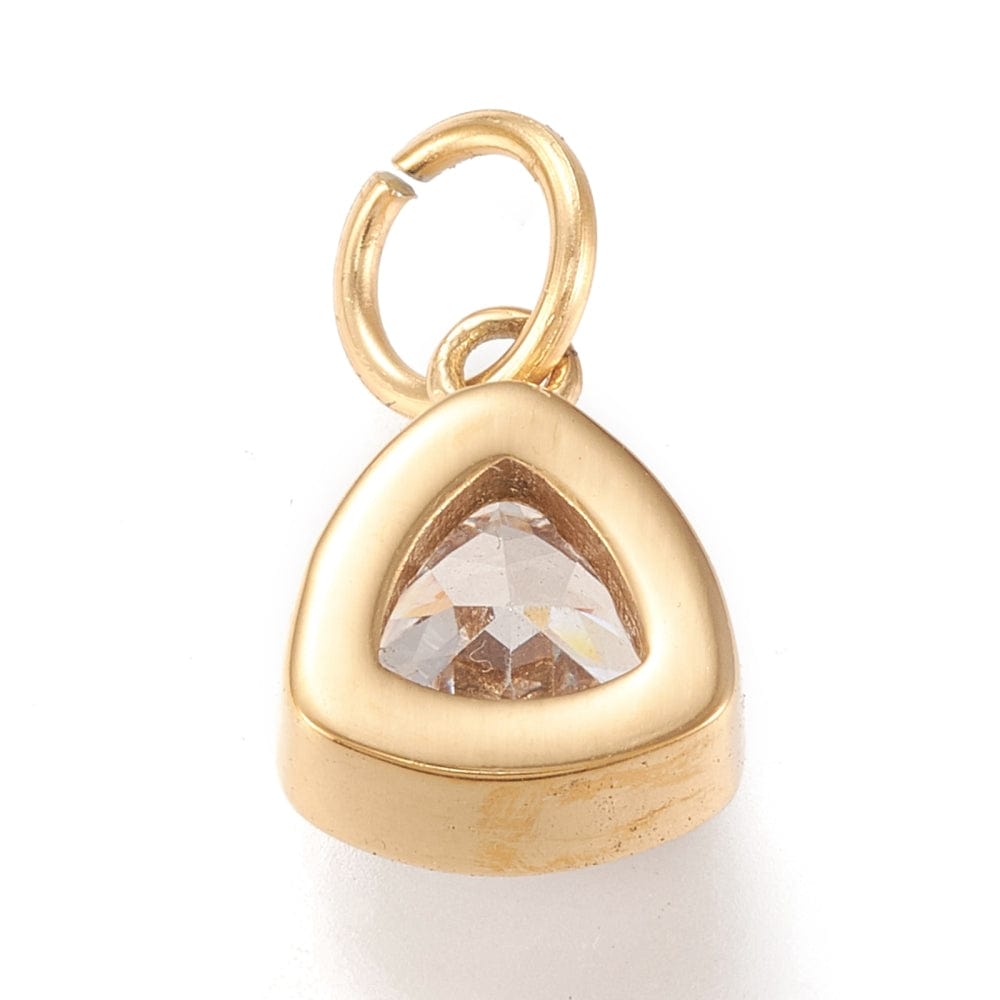 Kubisk Zirkonia Triangel Vedhæng, Forgyldt Stål, 12x5mm - Uniq Perler - 378513