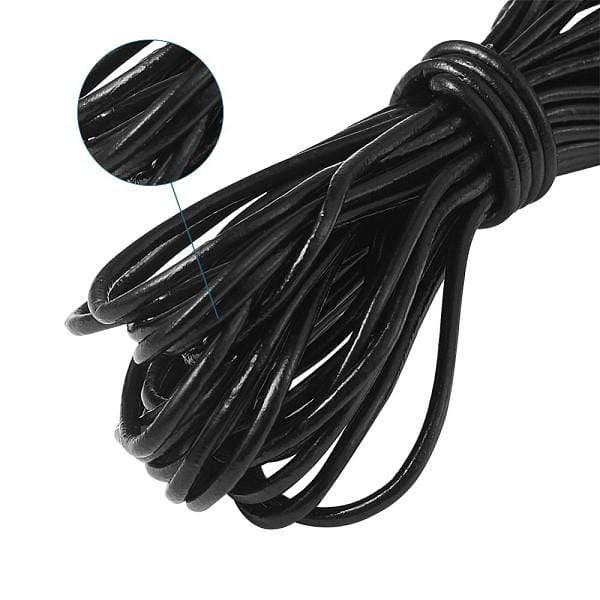 Lædersnor, Sort, 3mm, 5m - Uniq Perler - 780845