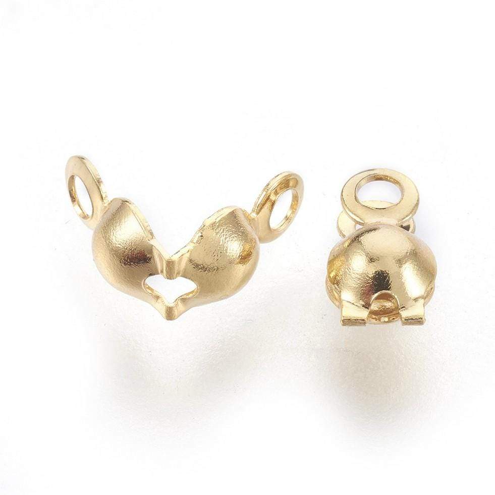 Låsehoved Endeafslutning Med Øje – 18K Forgyldt Stål (8x4mm), 10 Stk - Uniq Perler - 609073