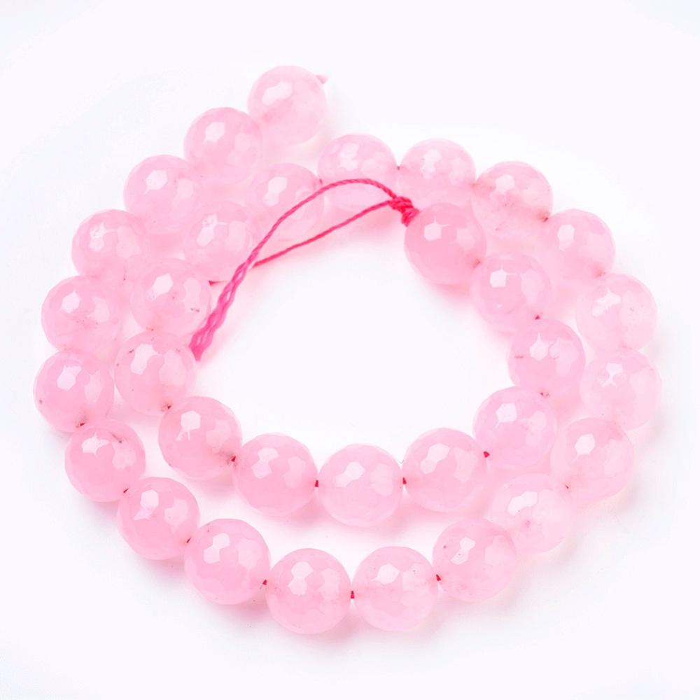 Malaysia Jade, Facetteret, Pink, (10mm) - Uniq Perler - 0000007517