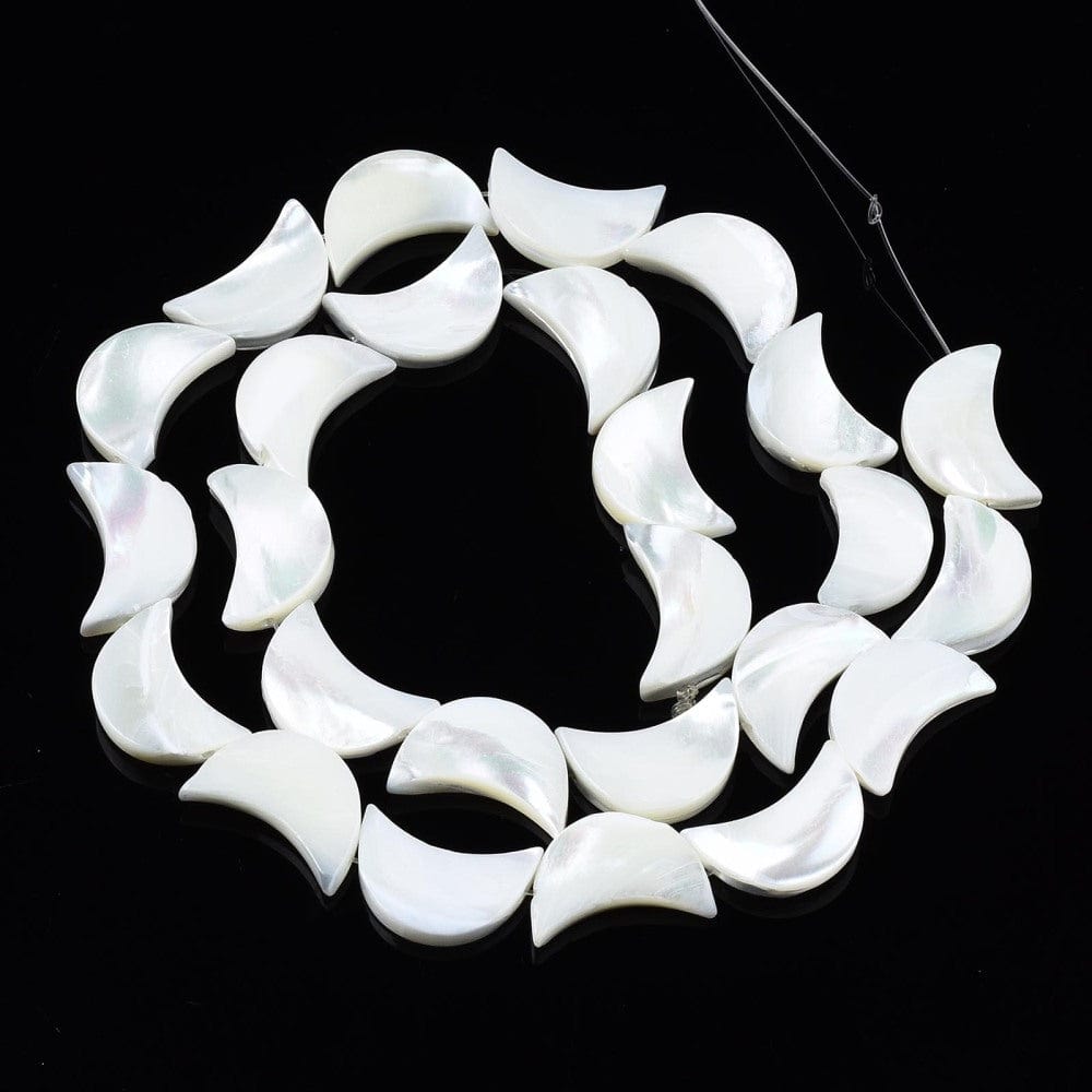 Måne Shell Perler, Hvid, (11x8mm) - Uniq Perler - 405194