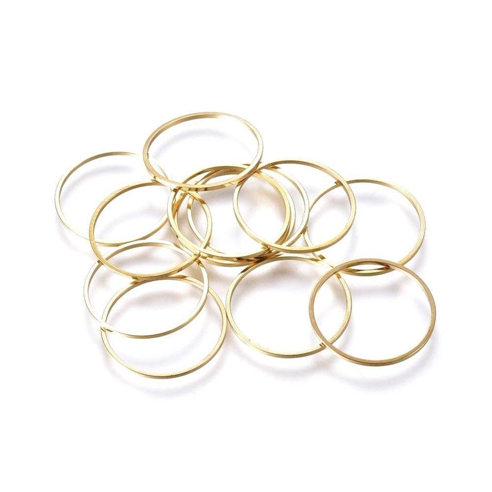 Messing Ring, Forgyldt, 20mm, 10 Stk - Uniq Perler - 0000004139