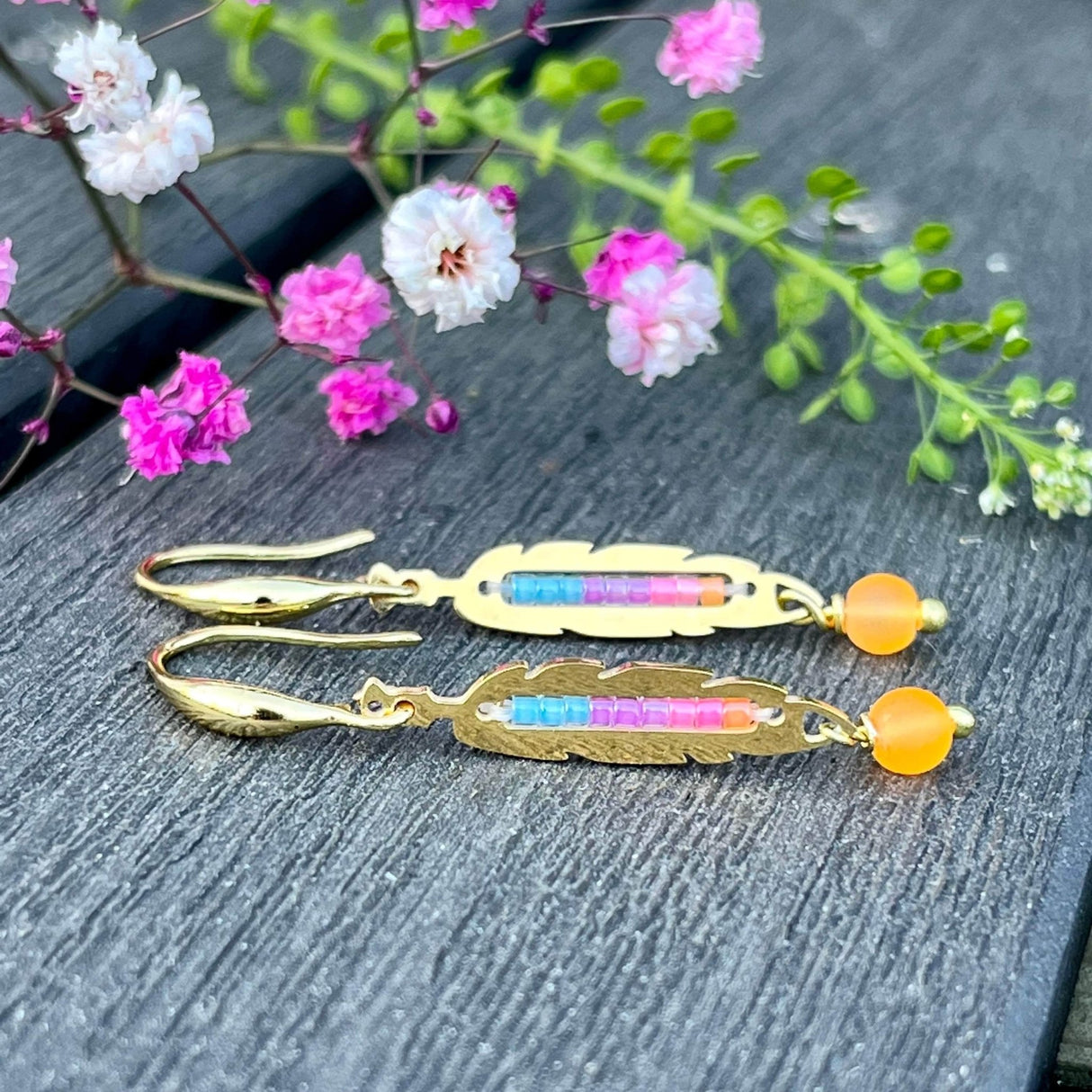 Miyuki Stål Vedhæng, Fjer - Uniq Perler - 0000005700