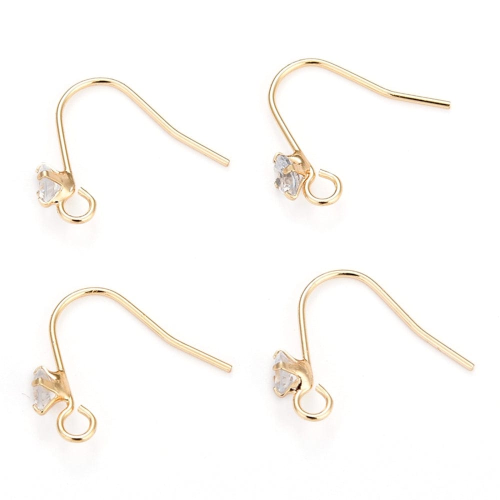 Ørekroge Med Kubisk Zirkonia Sten, 14K Forgyldt, (16mm) - Uniq Perler - 0000011656